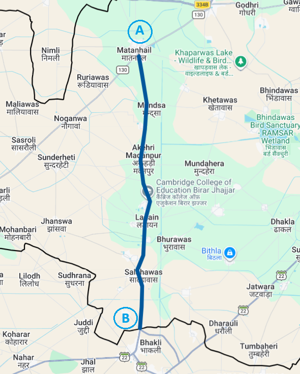 Matanhail to Salhawas (Both Side) - 16.60KM